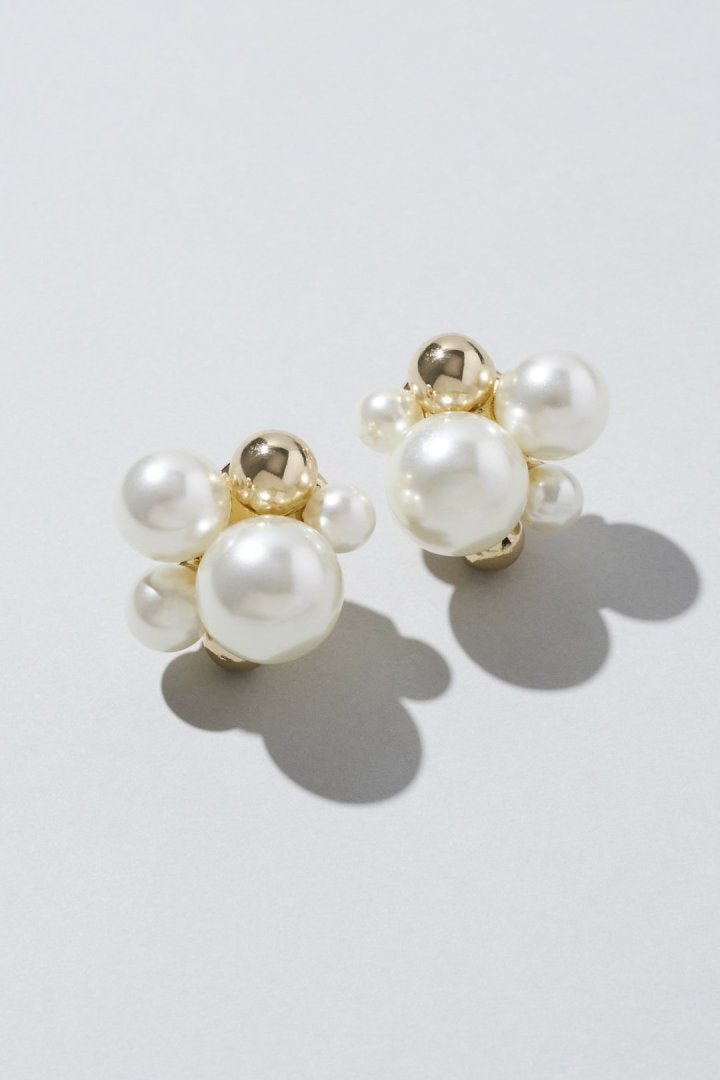 パール × メタル クラスター ピアス