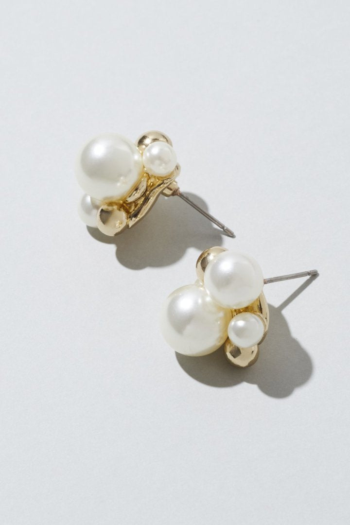 パール × メタル クラスター ピアス