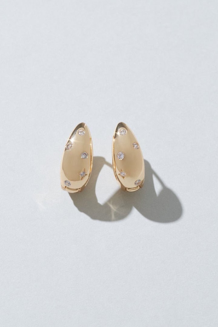 メタル ドロップ × キュービック ジルコニア ワンタッチ ピアス