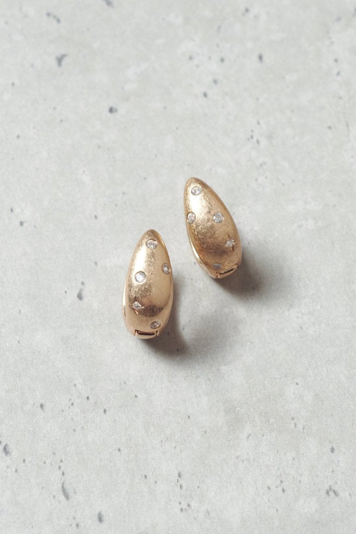 メタル ドロップ × キュービック ジルコニア ワンタッチ ピアス