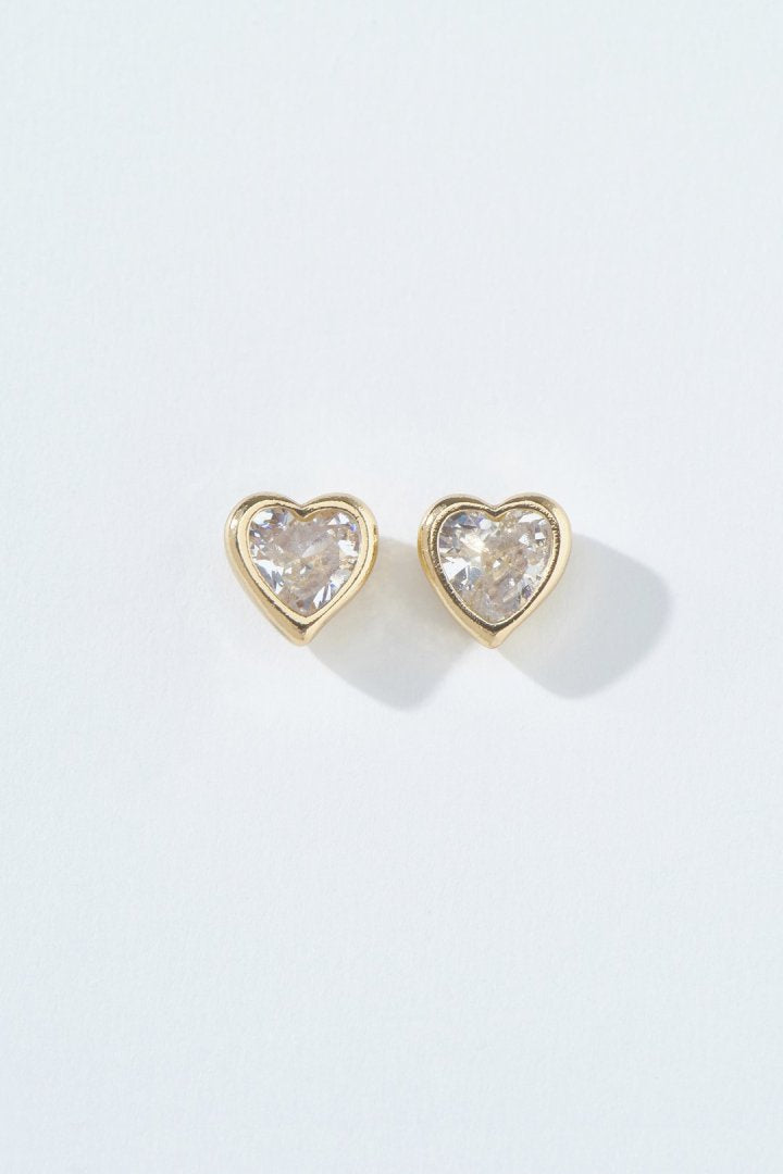 プチ キュービックジルコニア ハート ピアス
