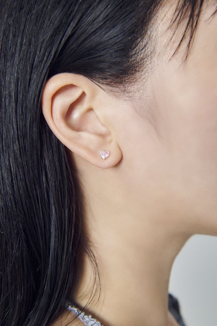 プチ キュービックジルコニア ハート ピアス