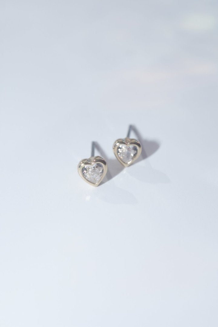 プチ キュービックジルコニア ハート ピアス