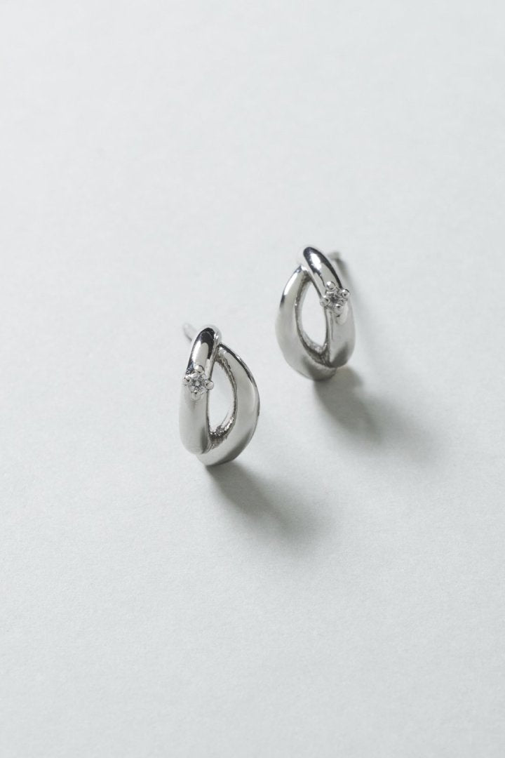 ブランチング メタル × キュービック ジルコニア ピアス