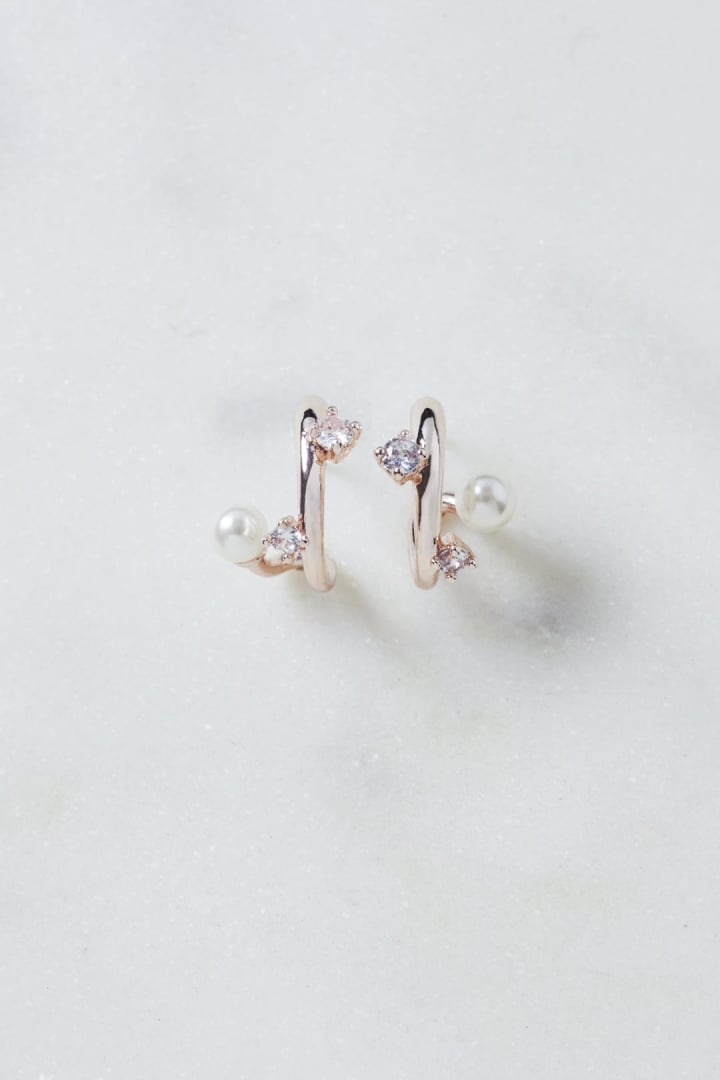 アタッチ パール × キュービックジルコニア ピアス