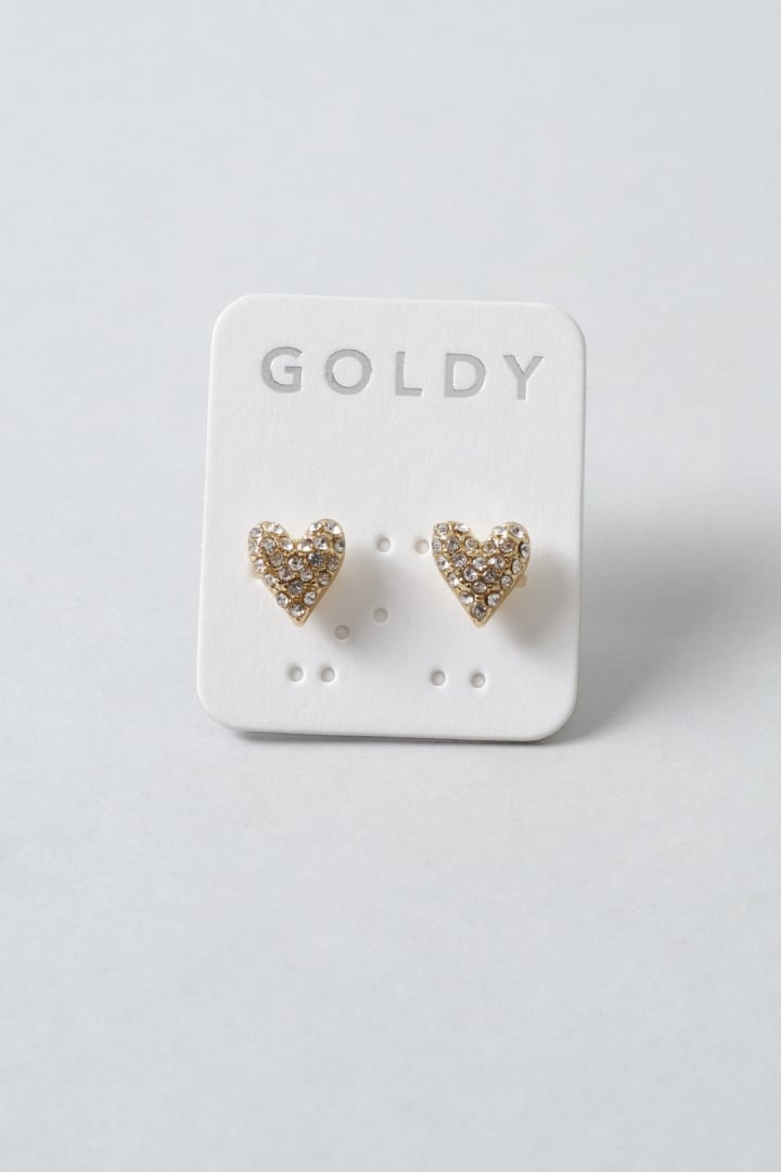 タイニー ビジュー ハート ピアス