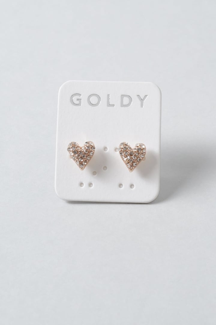 タイニー ビジュー ハート ピアス