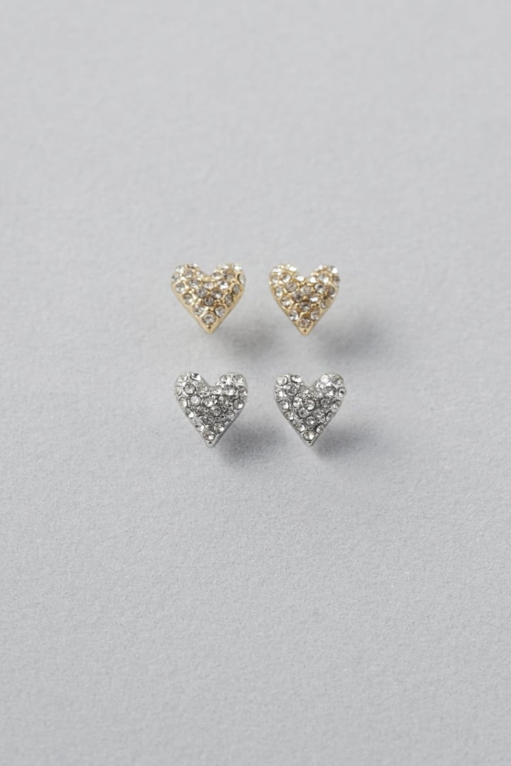 タイニー ビジュー ハート ピアス