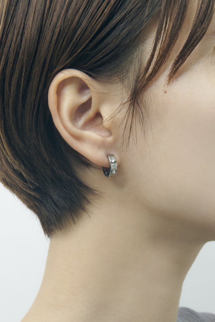 ビジュー フープ ステンレス ステップレス フィット イヤリング ビジュー フープ ステンレス ステップレス フィット イヤリング