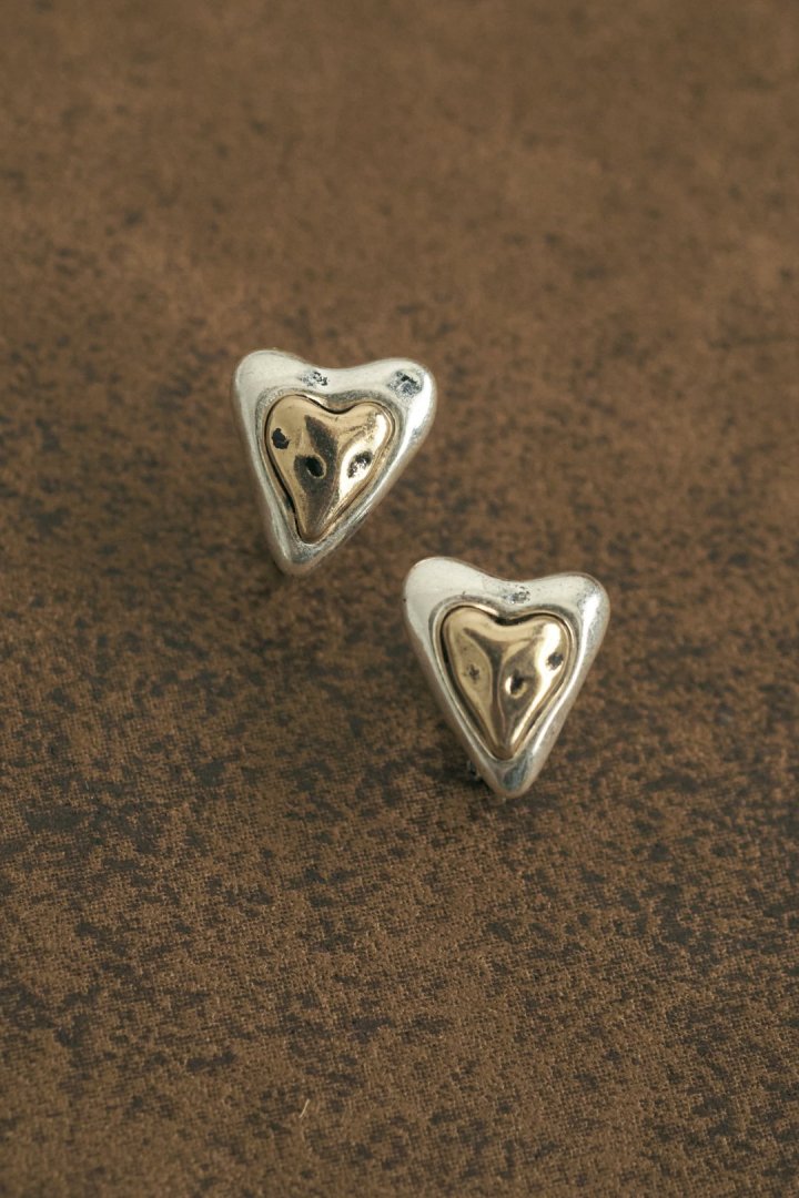 ヴィンテージ レイヤード ハート イヤリング