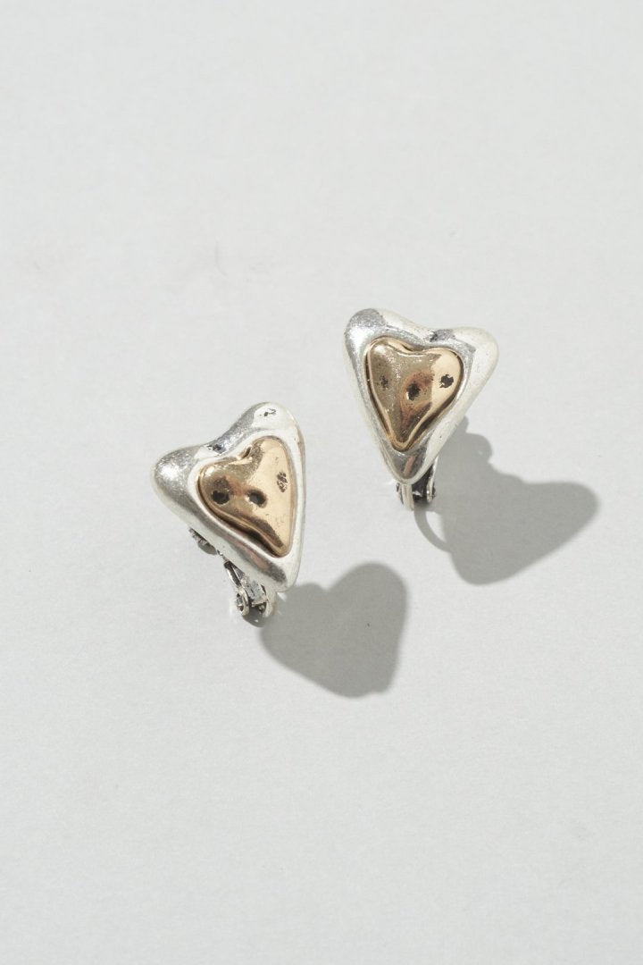 ヴィンテージ レイヤード ハート イヤリング