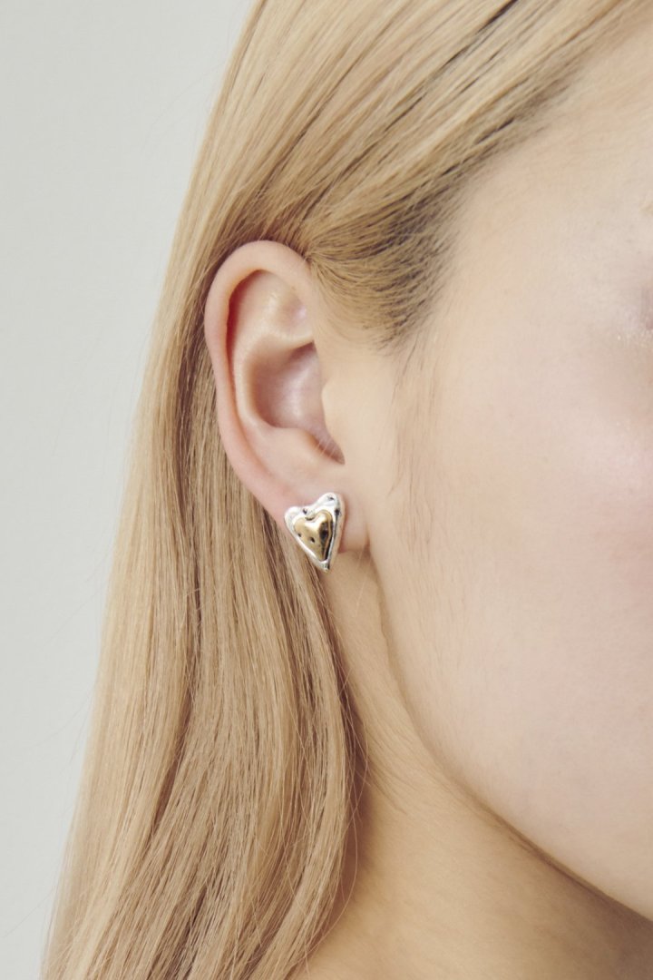 ヴィンテージ レイヤード ハート イヤリング