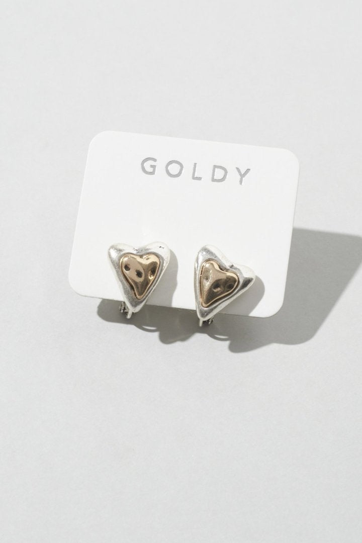 ヴィンテージ レイヤード ハート イヤリング