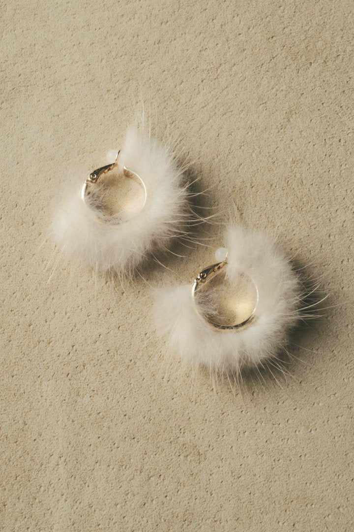 ミンク ファー フープ イヤリング
