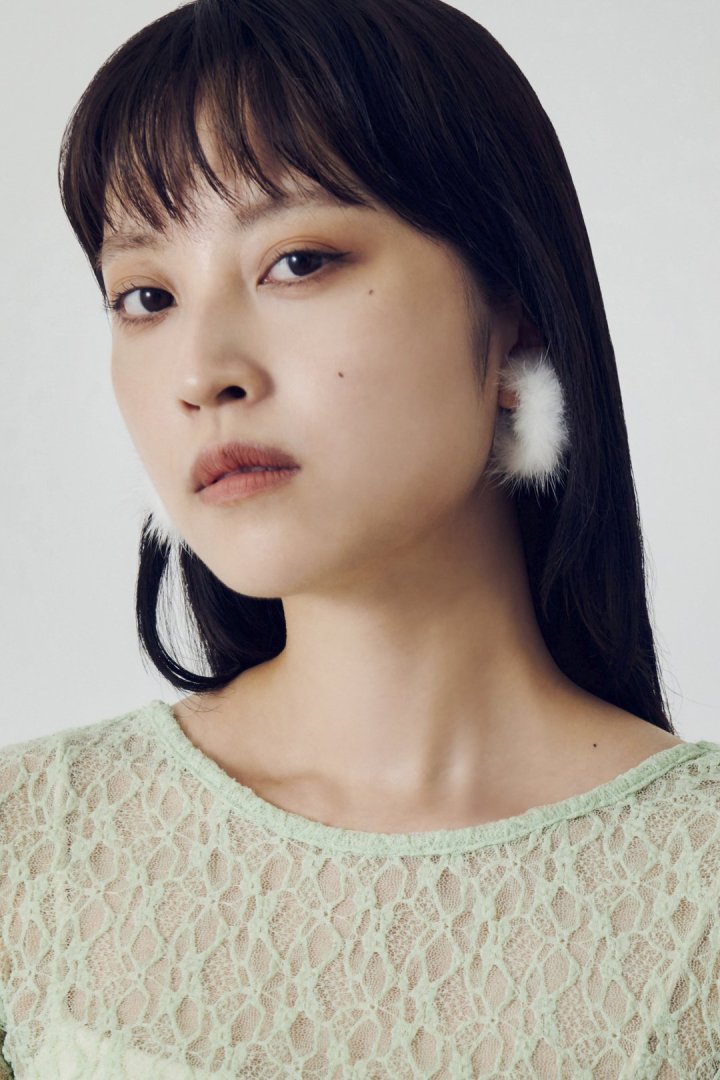 ミンク ファー フープ イヤリング