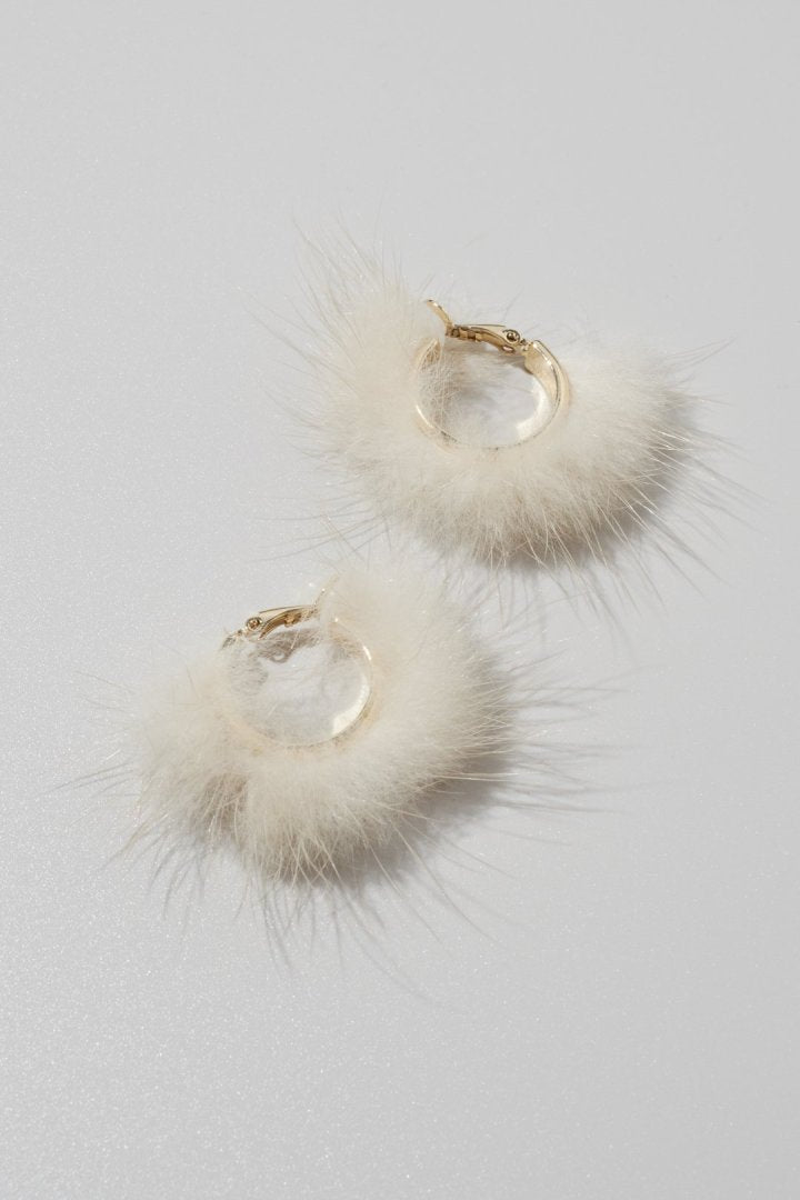 ミンク ファー フープ イヤリング