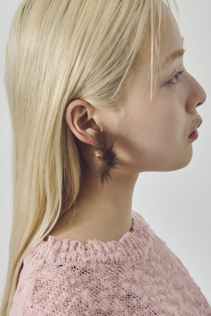 ミンク ファー フープ イヤリング