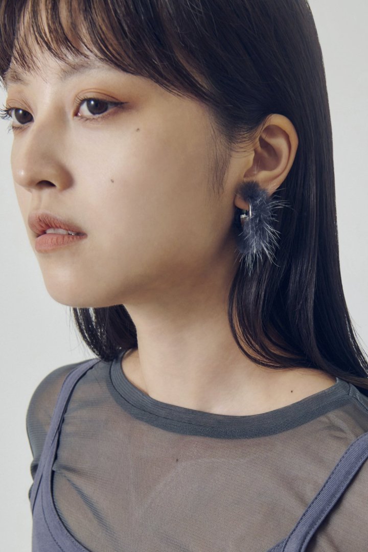 ミンク ファー フープ イヤリング
