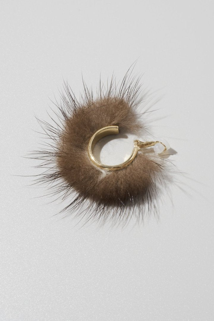 ミンク ファー フープ イヤリング