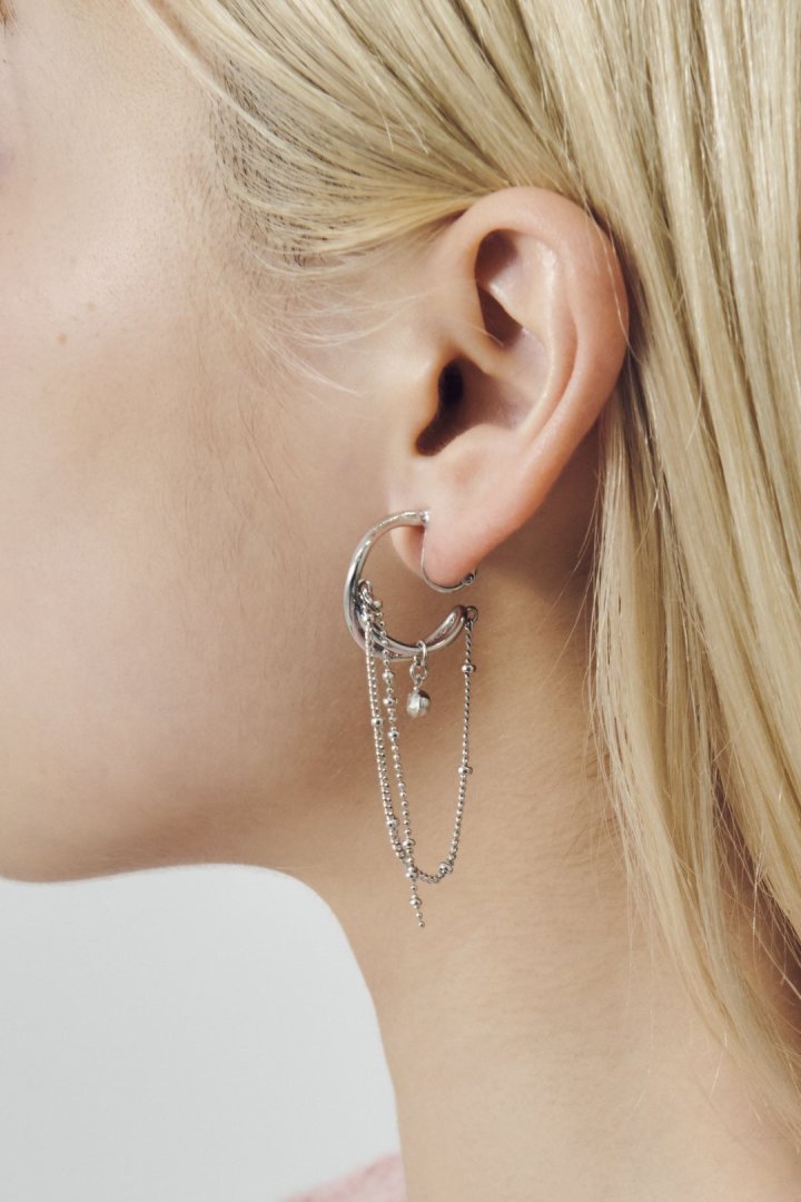 ハング マルチ チェーン ビジュー イヤリング