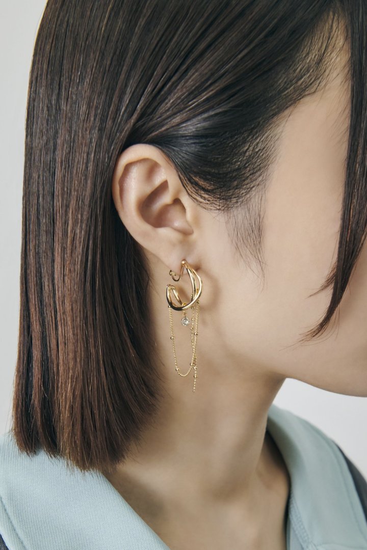 ハング マルチ チェーン ビジュー イヤリング