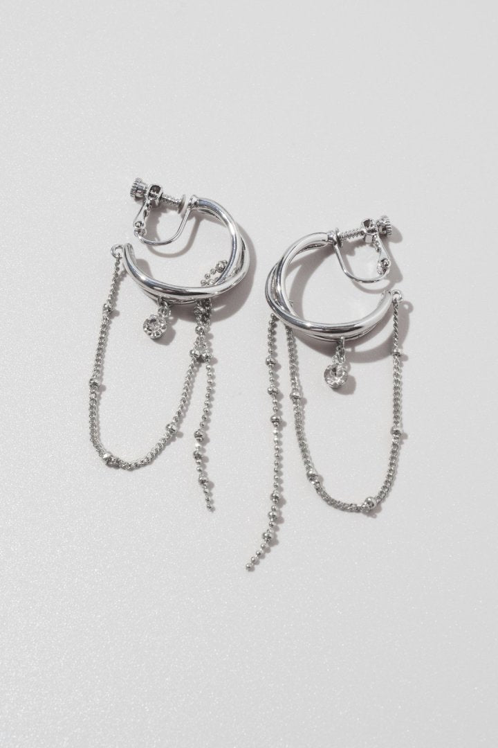 ハング マルチ チェーン ビジュー イヤリング