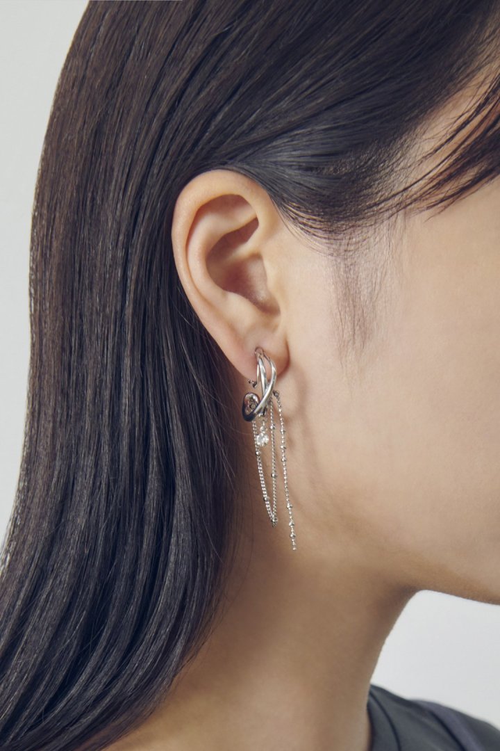 ハング マルチ チェーン ビジュー イヤリング