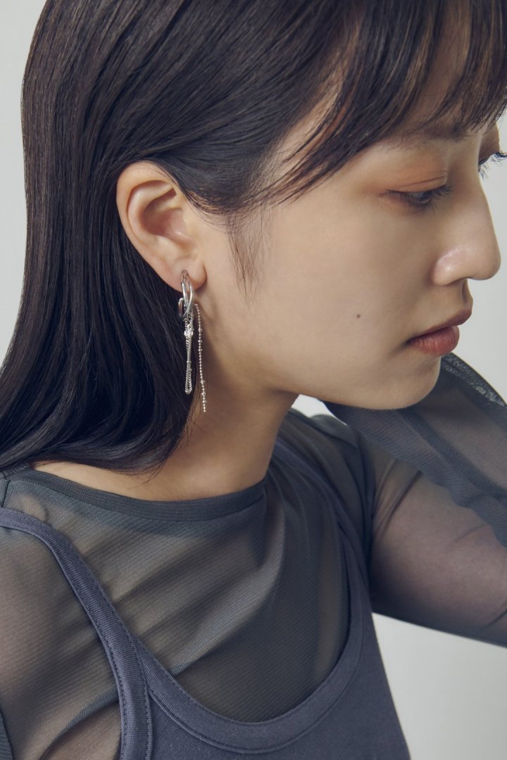 ハング マルチ チェーン ビジュー イヤリング