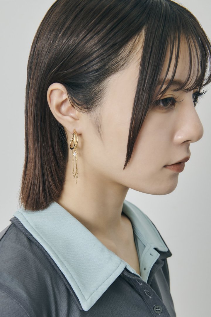 ハング マルチ チェーン ビジュー イヤリング