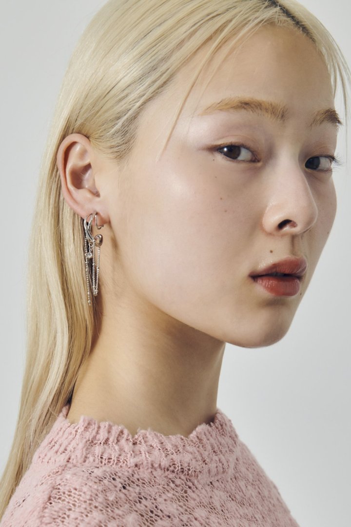 ハング マルチ チェーン ビジュー イヤリング