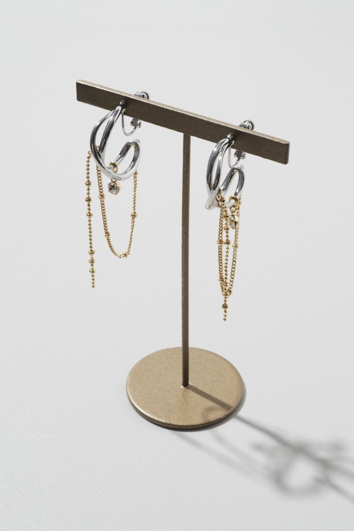 ハング マルチ チェーン ビジュー イヤリング