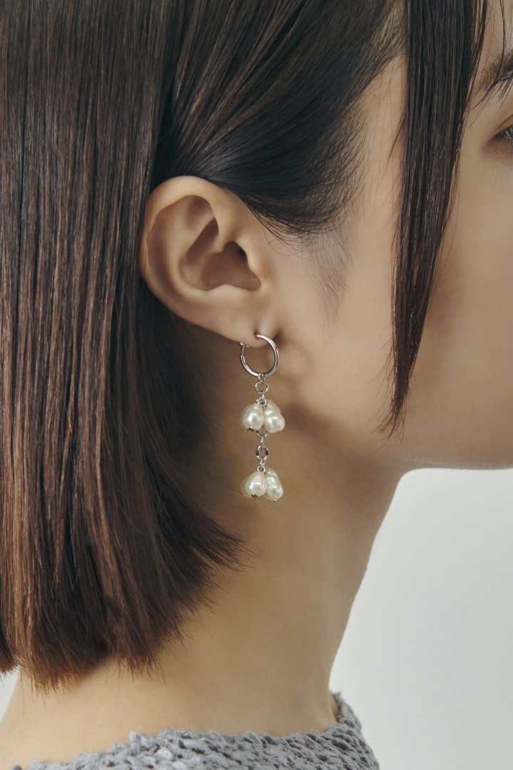 シャワー パール スエード リボン イヤリング