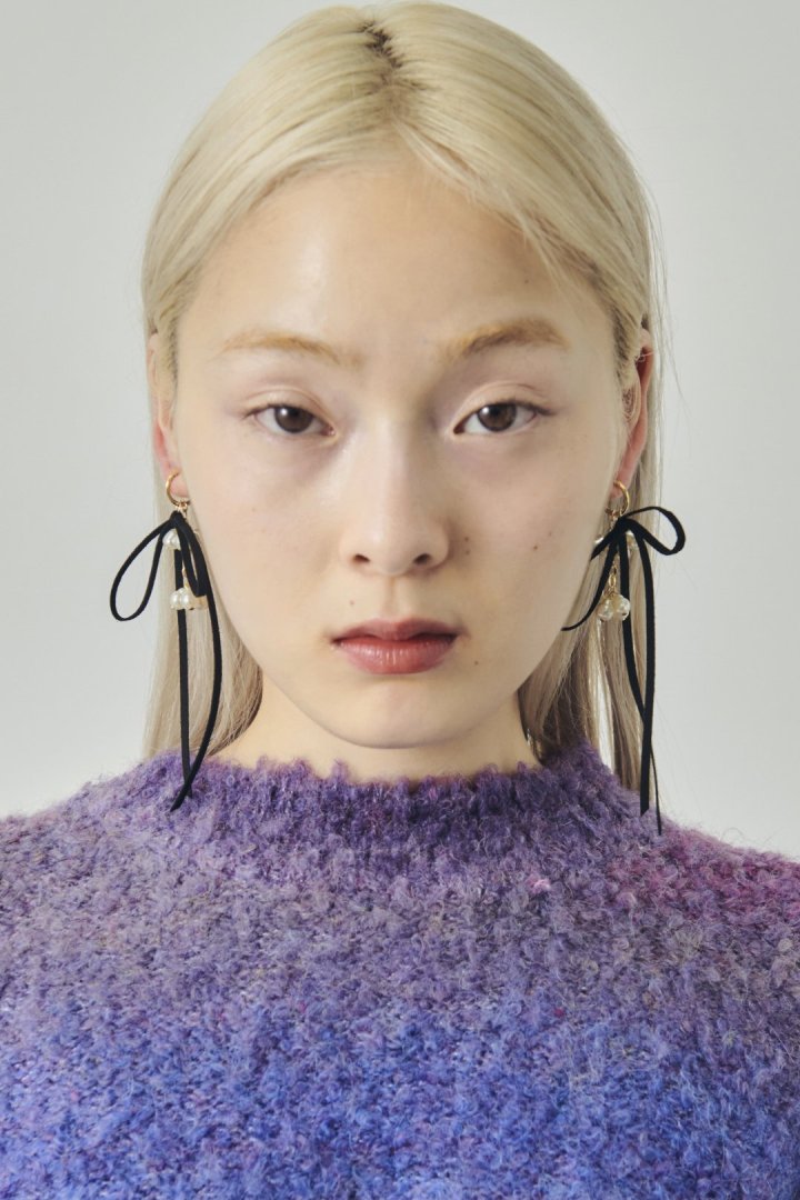 シャワー パール スエード リボン イヤリング