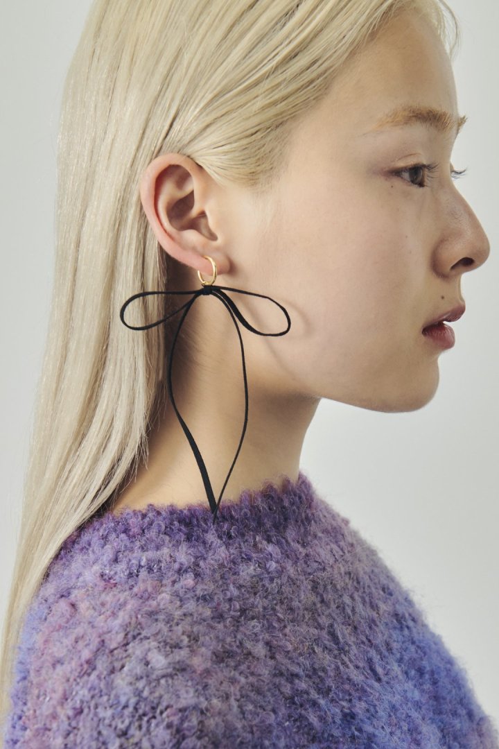 シャワー パール スエード リボン イヤリング