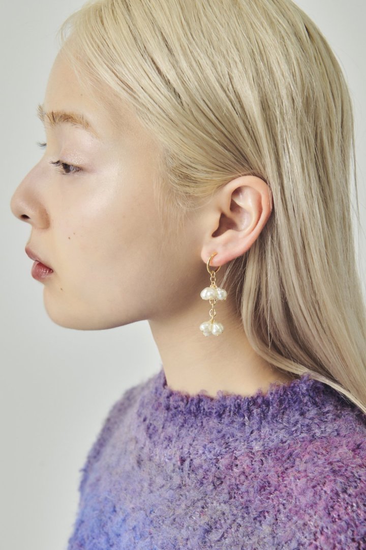 シャワー パール スエード リボン イヤリング