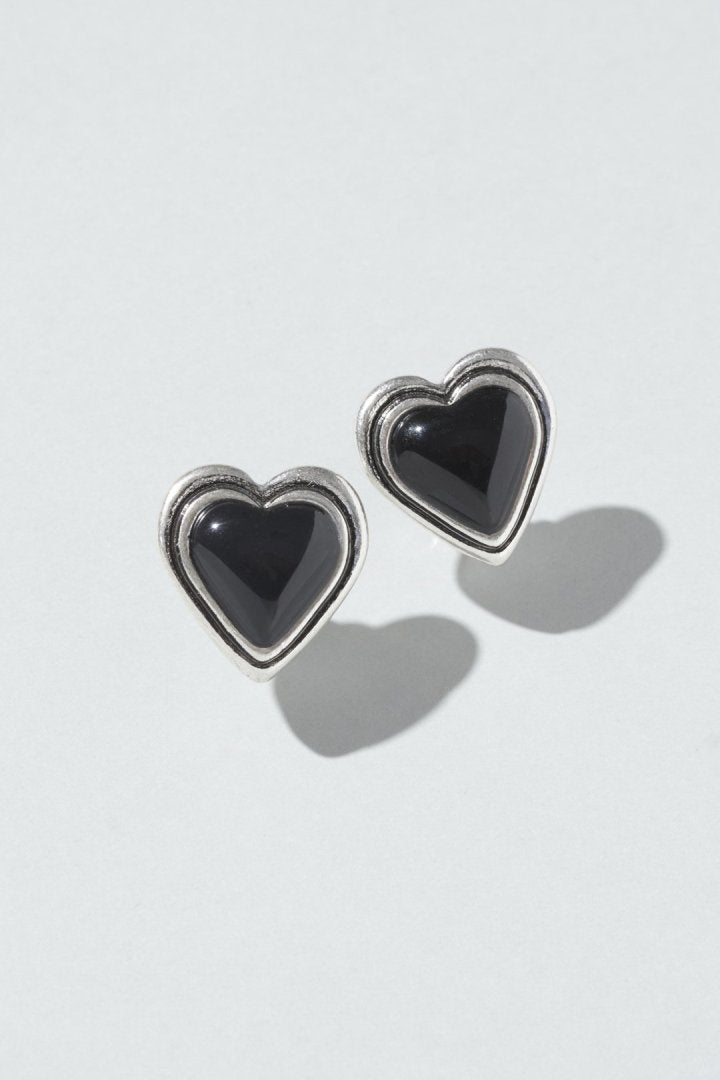 ブラック ハート イヤリング