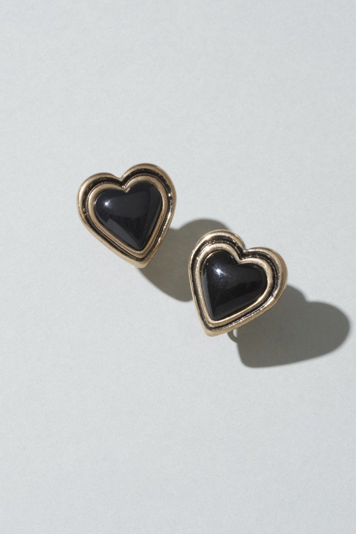 ブラック ハート イヤリング