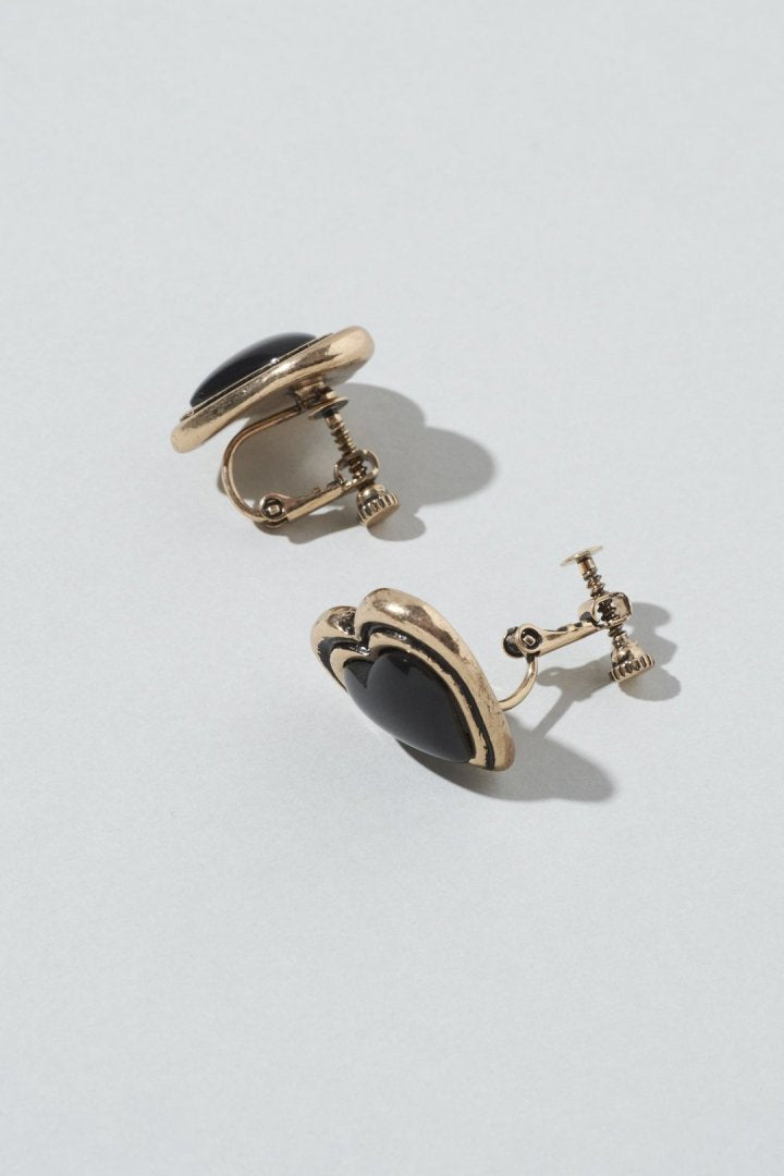 ブラック ハート イヤリング