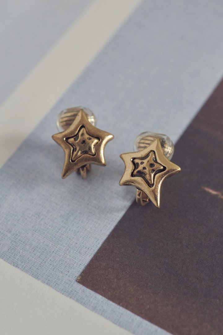 ヴィンテージ レイヤード スター イヤリング