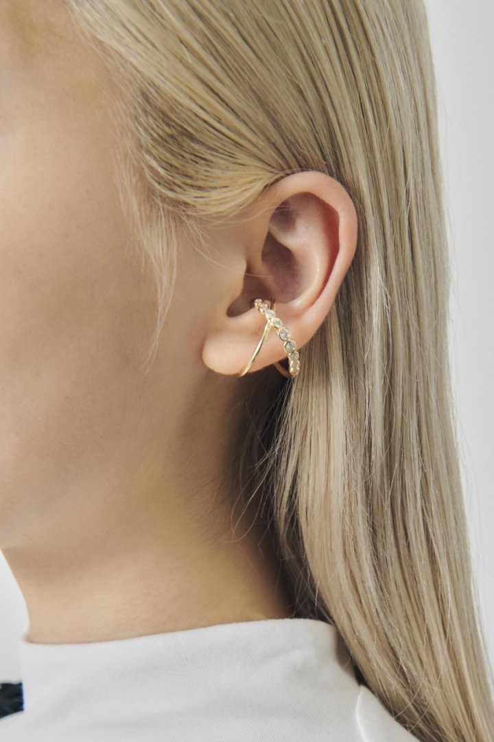 クロス ライン ドループ イヤーカフ