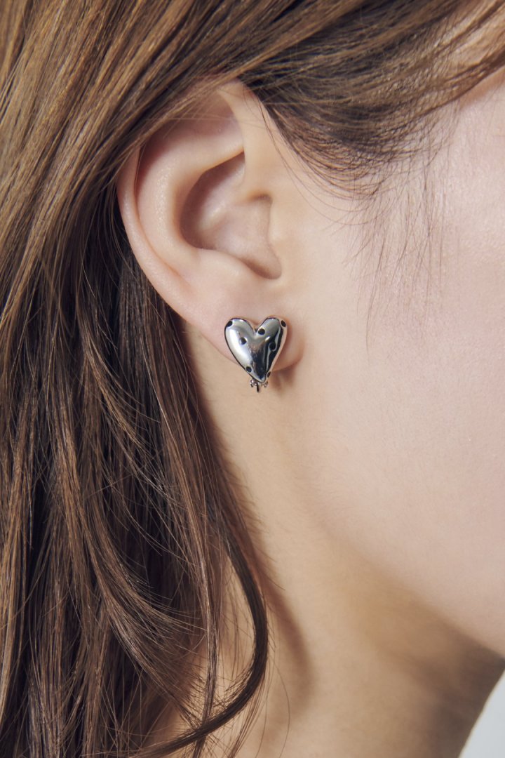 ドット ハート メタル イヤリング