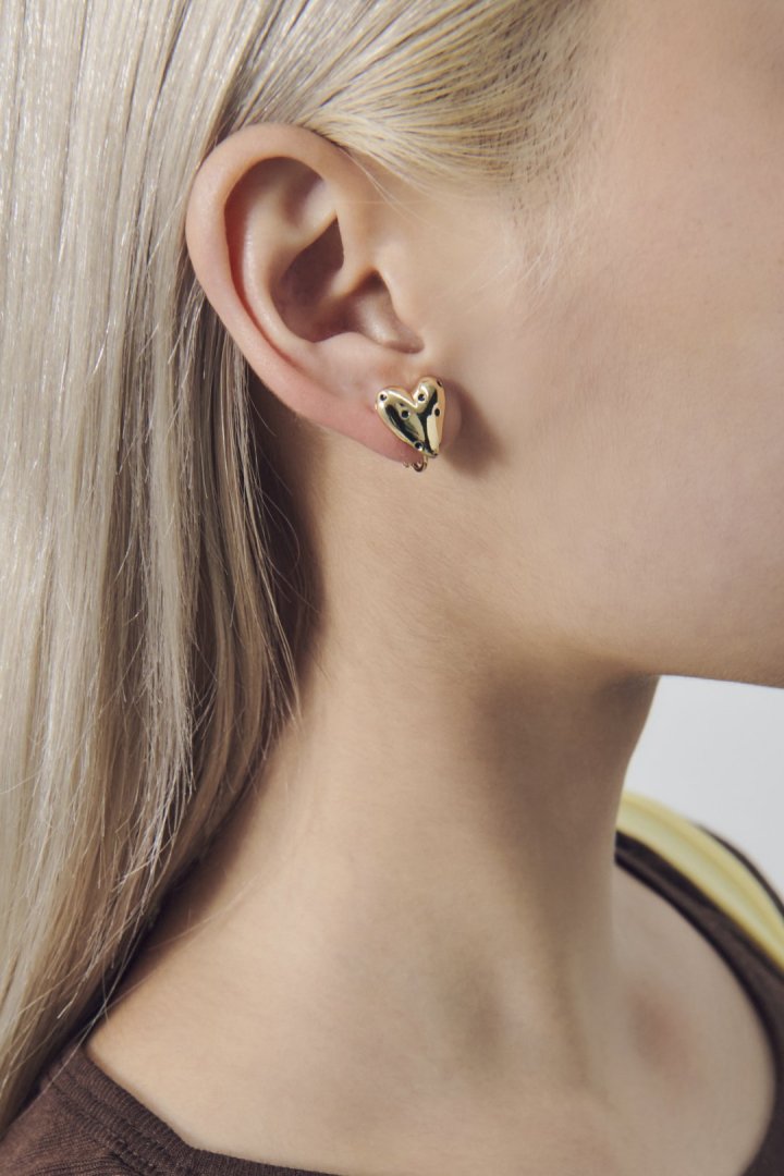 ドット ハート メタル イヤリング