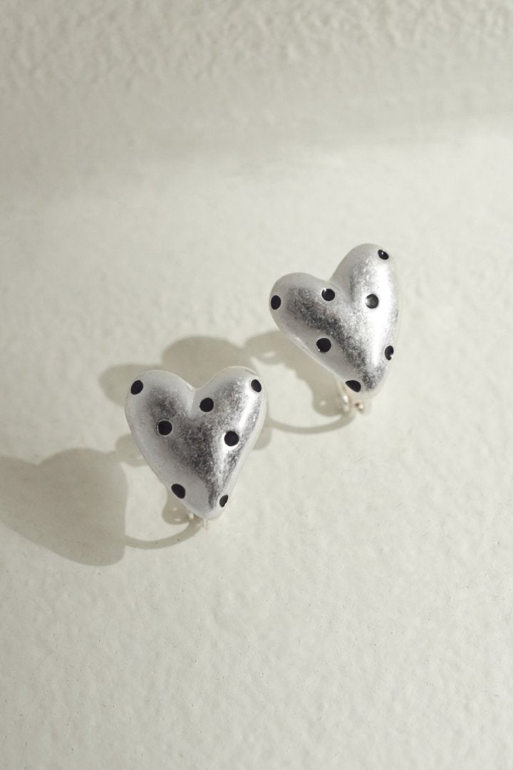ドット ハート メタル イヤリング