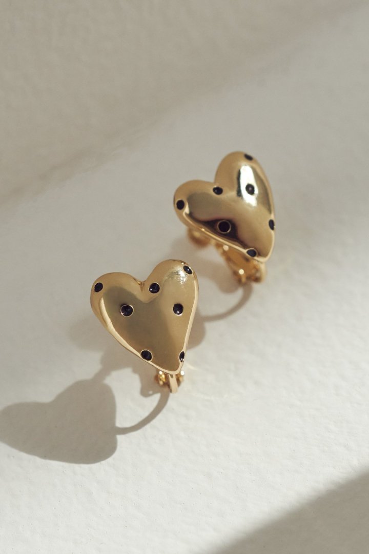 ドット ハート メタル イヤリング