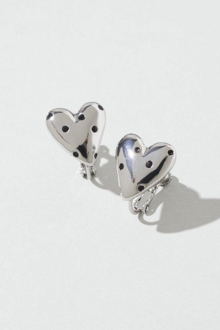 ドット ハート メタル イヤリング