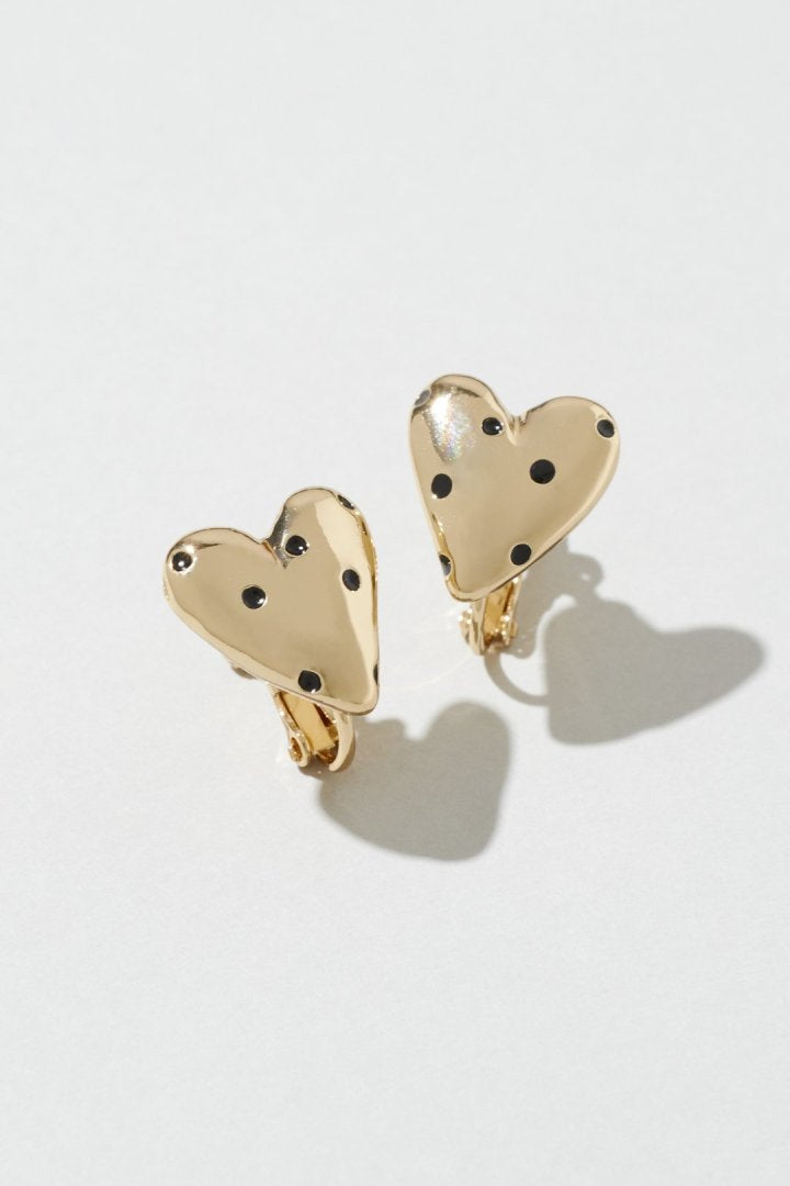 ドット ハート メタル イヤリング