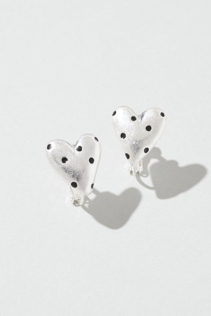 ドット ハート メタル イヤリング