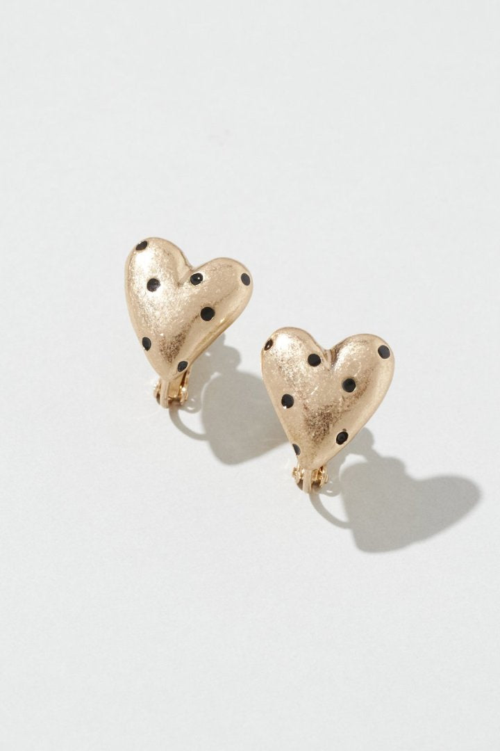 ドット ハート メタル イヤリング
