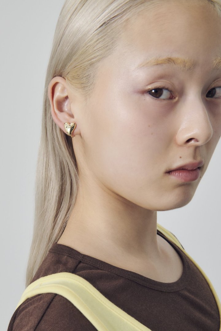 ドット ハート メタル イヤリング