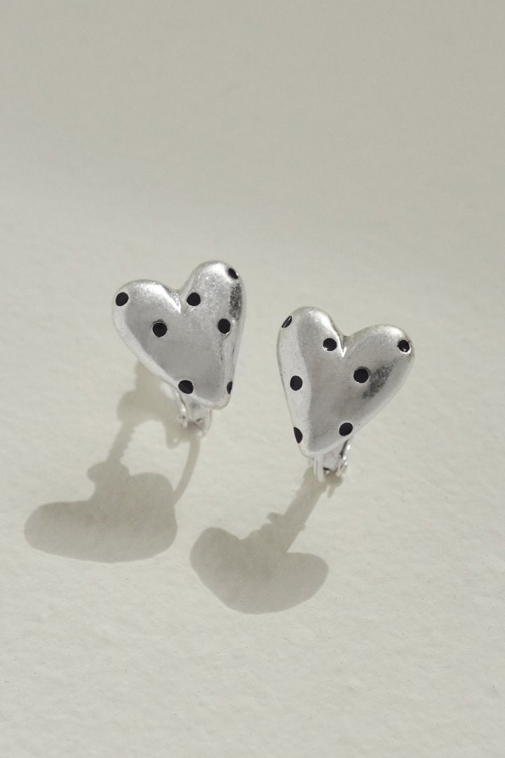ドット ハート メタル イヤリング